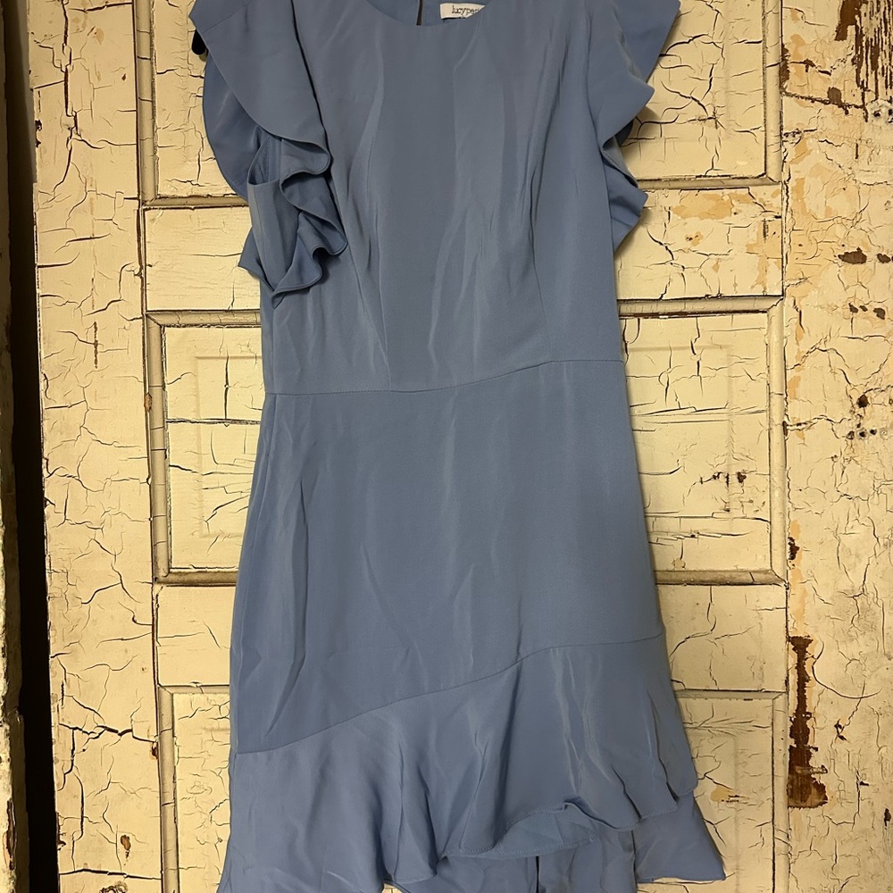 Lucy Paris Powder Blue Asymmetrical Ruffle Dress